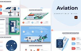 机场航空信息图表矢量模板 Education Aviation Illustrator Infographics