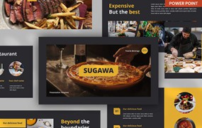 西餐厅美食PPT设计模板 Sugawa Restaurant PowerPoint