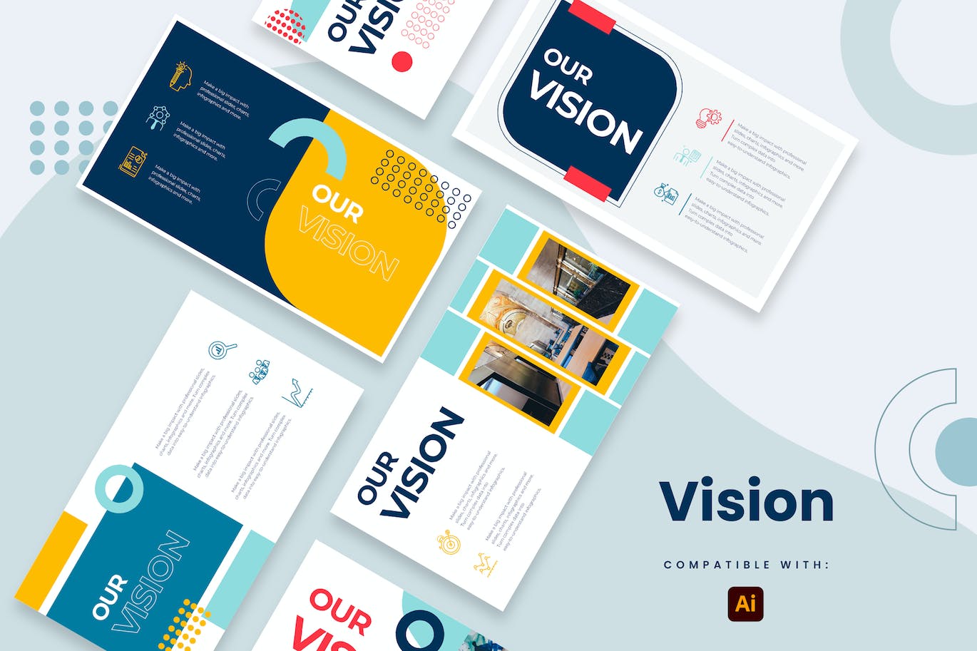 现代视觉幻灯片信息图表矢量模板 Business Vision Slides Illustrator Infographics 幻灯图表 第1张