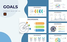 业务目标信息图表矢量模板 Business Goals Illustrator Infographics