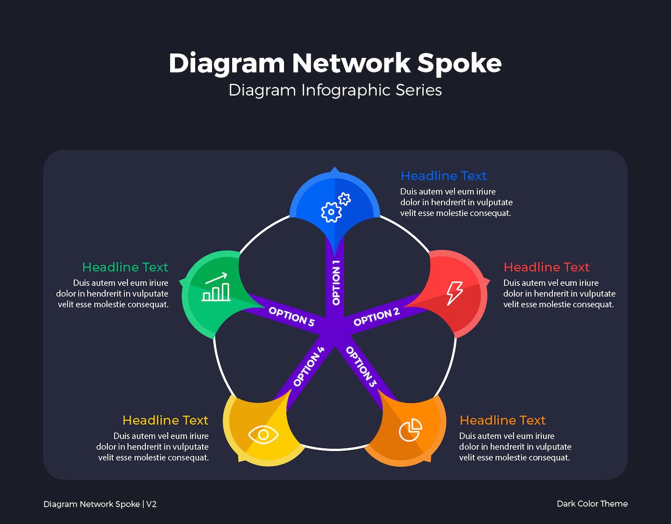 网络车轮图表矢量素材v2 Diagram Network Spoke V2 幻灯图表 第4张