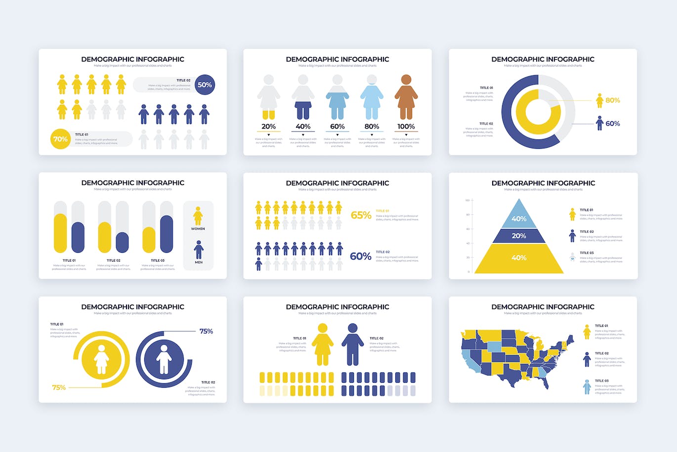 人口统计信息图表矢量模板 Business Demographics Illustrator Infographics 幻灯图表 第3张