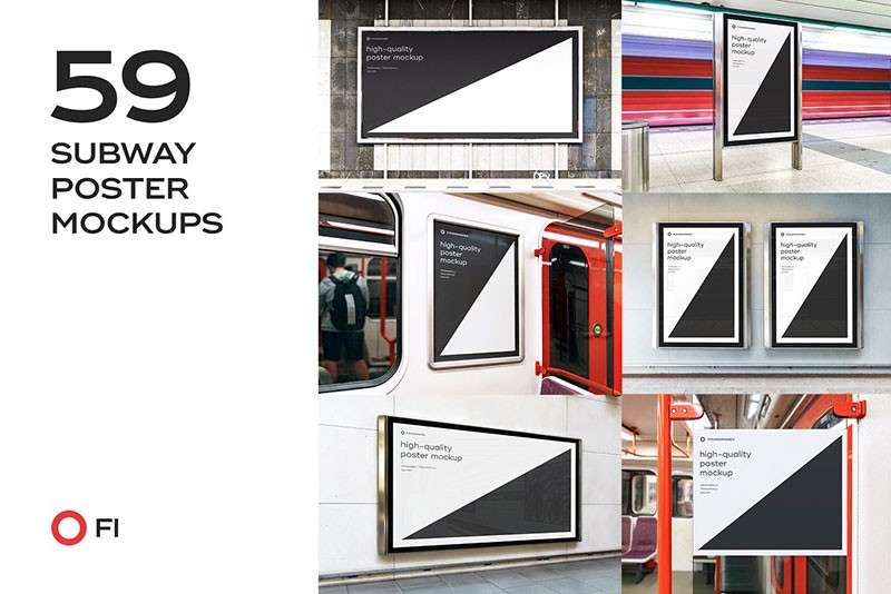 地铁站广告海报展示设计样机PSD模板 样机素材 第1张