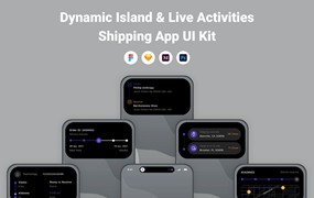 物流包裹应用App灵动岛UI模板套件 Dynamic Island & Live Activities Shipping App UI
