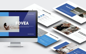 创意蓝色商业PPT演示幻灯片模板 Fovea : Creative Blue Powerpoint Template