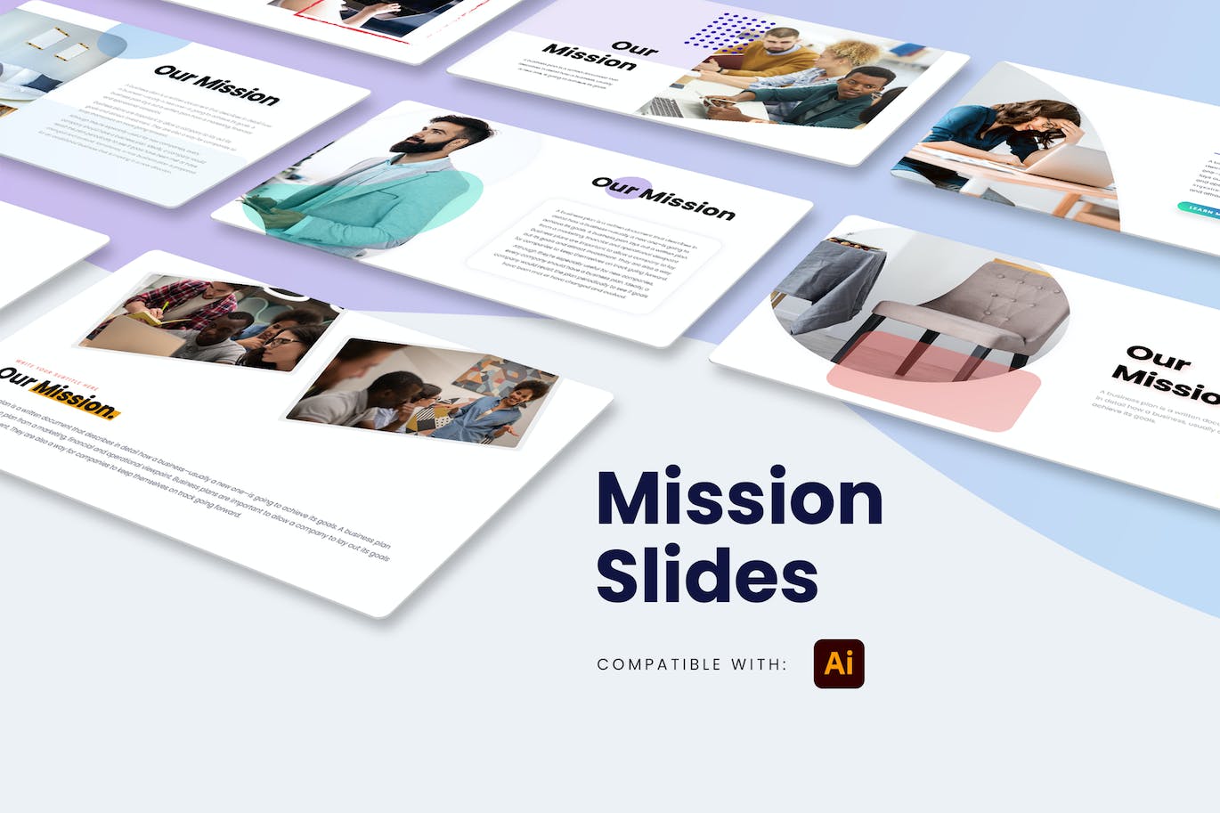 工作任务信息图表矢量模板 Business Mission Slides Illustrator Infographics 幻灯图表 第1张