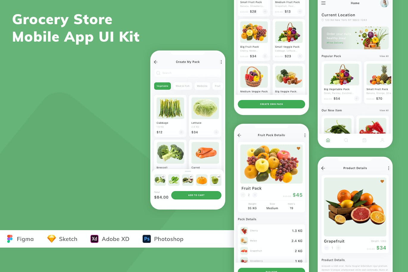 蔬果杂货店移动应用程序App UI设计套件 Grocery Store Mobile App UI Kit APP UI 第1张
