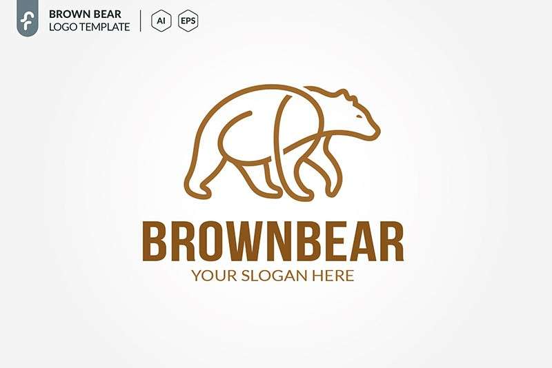 棕熊简笔画LOGO标志矢量模板，AI源文件 图标素材 第2张
