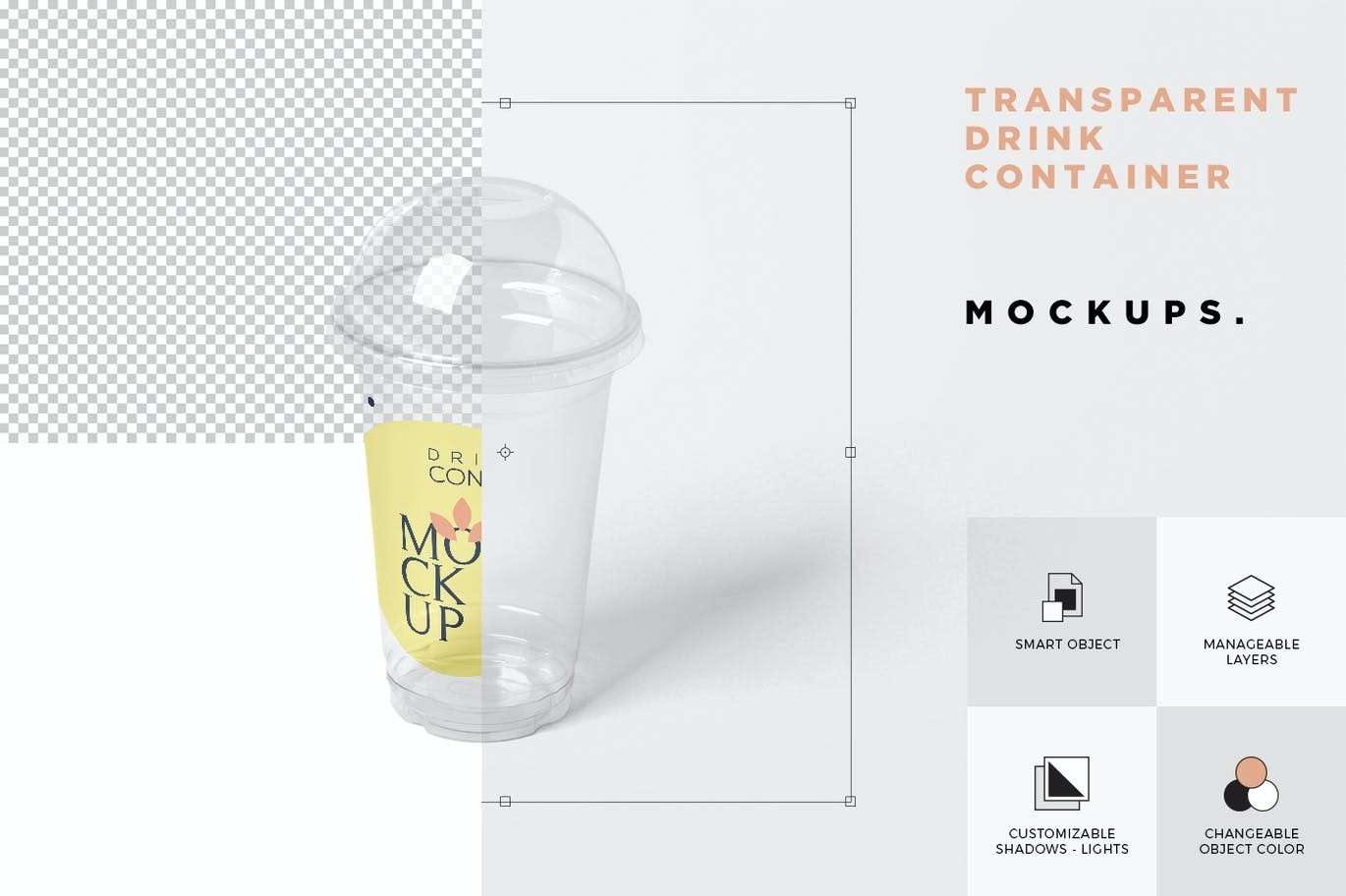 塑料果汁饮料杯包装设计样机模板PSD 样机素材 第2张