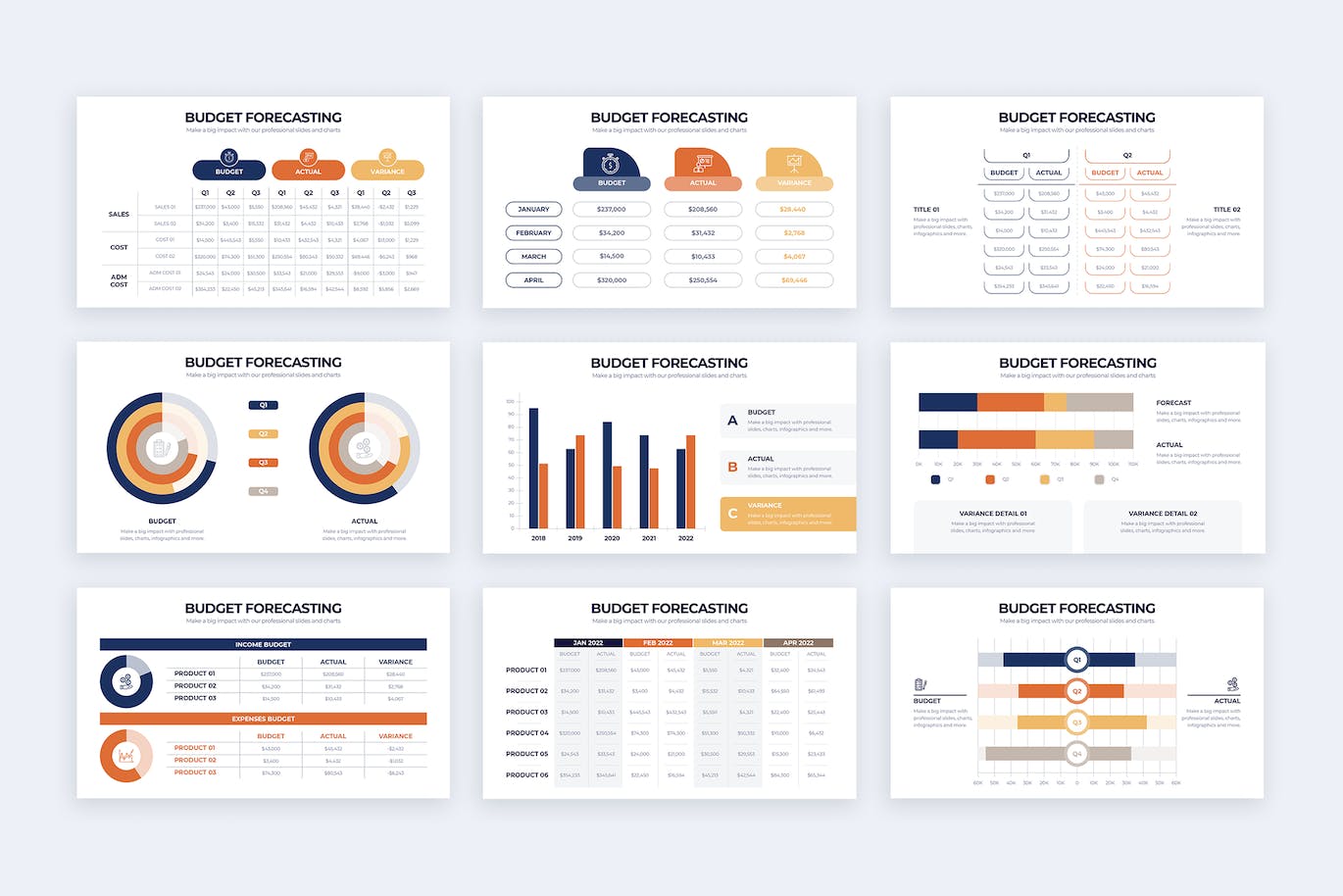 预算预测评估信息图表矢量模板 Budget Forecasting Illustrator Infographics 幻灯图表 第2张