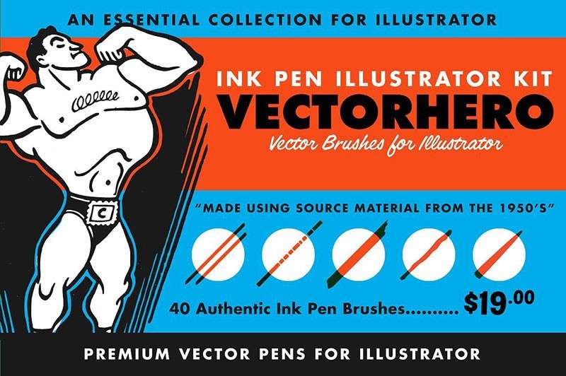 17套复古风格Illustrator笔刷打包下载 笔刷资源 第7张