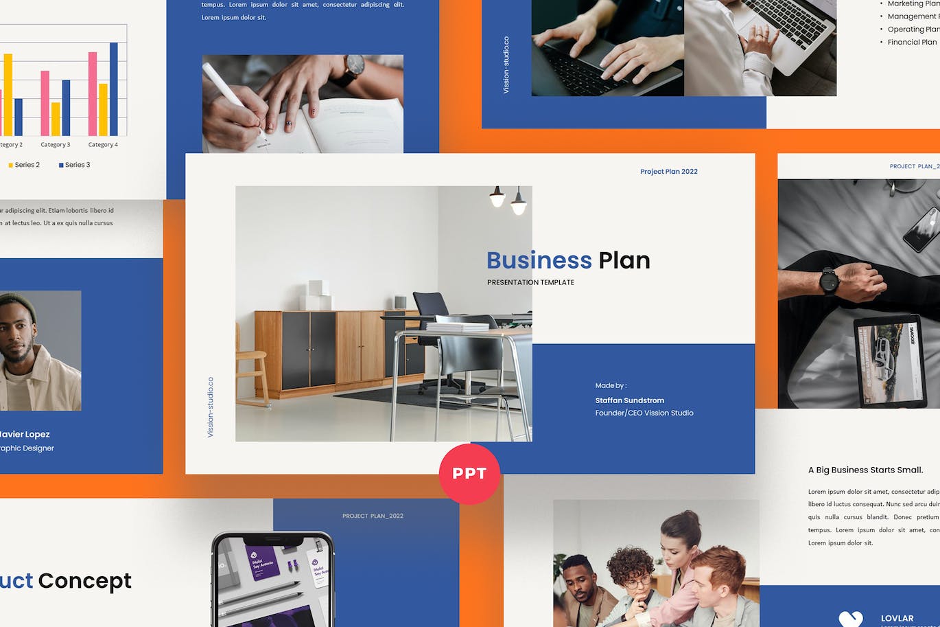 高端商务风企业计划PPT素材 Business Plan PowerPoint Template 幻灯图表 第1张