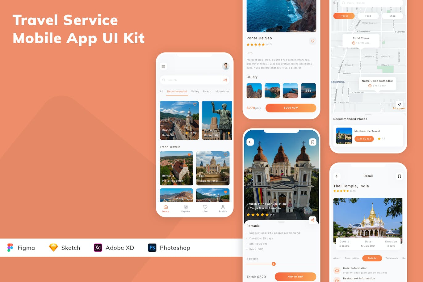 旅行服务移动应用程序App UI设计套件 Travel Service Mobile App UI Kit APP UI 第1张