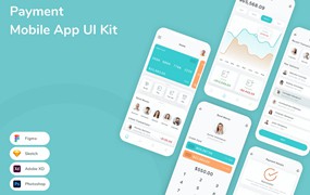 支付付款App应用程序UI设计模板套件 Payment Mobile App UI Kit