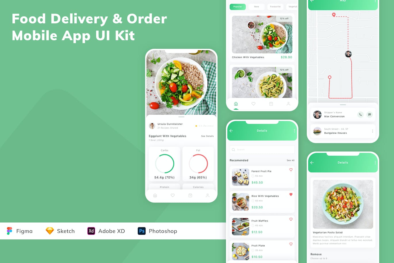 食品配送和订购App应用程序UI设计模板套件 Food Delivery & Order Mobile App UI Kit APP UI 第1张