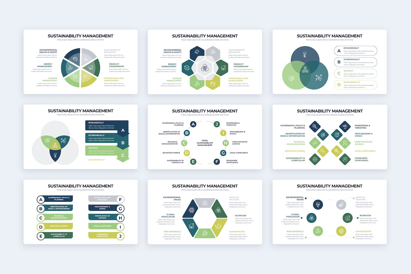可持续发展管理信息图表矢量模板 Sustainability Management Illustrator Infographics 幻灯图表 第2张