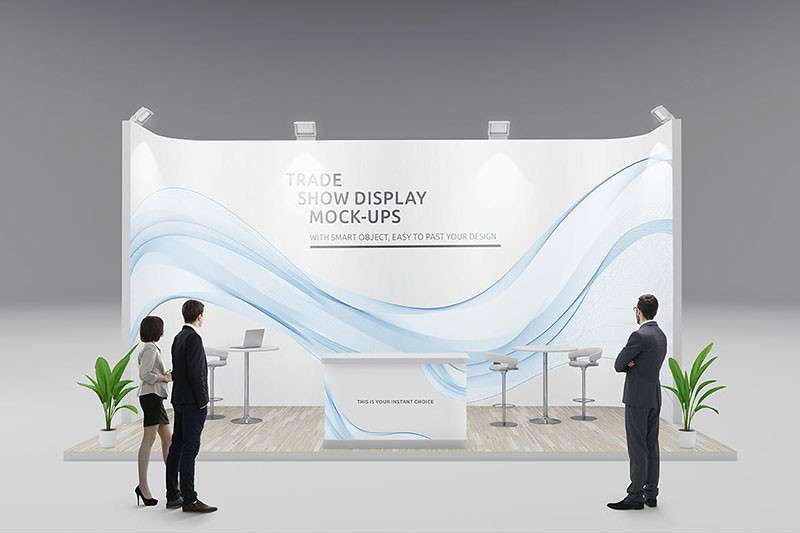 12个展厅接待台设计3D展示样机PSD模板 样机素材 第5张