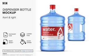 桶装水瓶包装标签设计展示样机PSD
