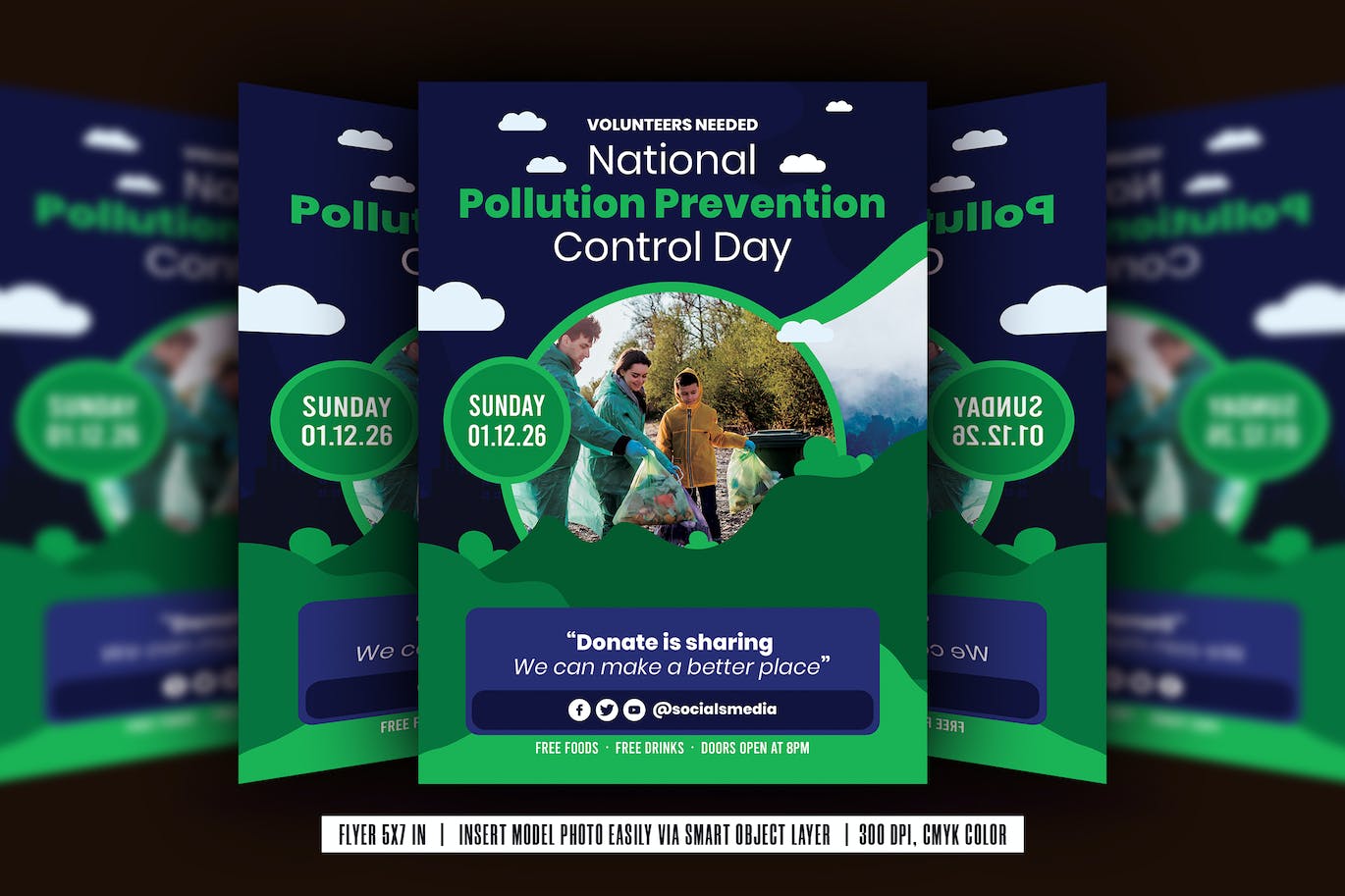 全国污染防治日传单模板下载 National Pollution Prevention Day Flyer 设计素材 第1张