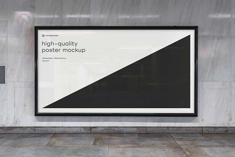 地铁站广告海报展示设计样机PSD模板 样机素材 第8张