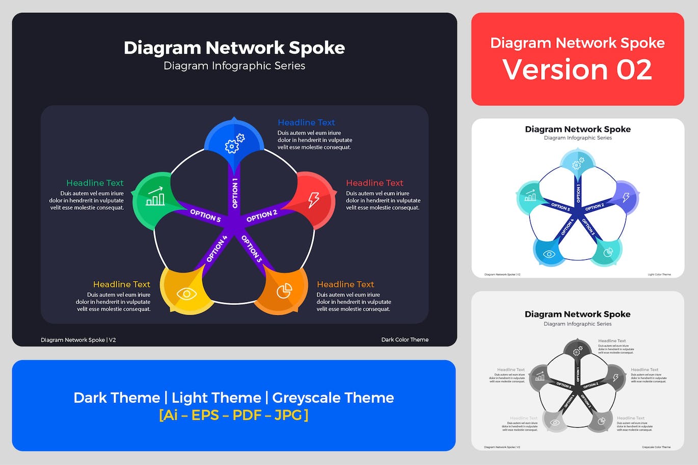 网络车轮图表矢量素材v2 Diagram Network Spoke V2 幻灯图表 第1张