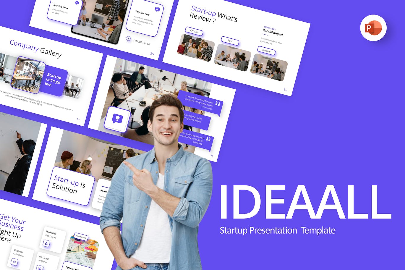 蓝色现代初创企业PowerPoint演示模板 Ideaall Blue Modern StartUp PowerPoint 幻灯图表 第1张