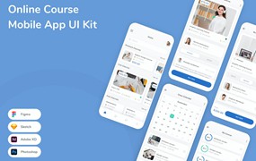 在线课程App应用程序UI设计模板套件 Online Course Mobile App UI Kit