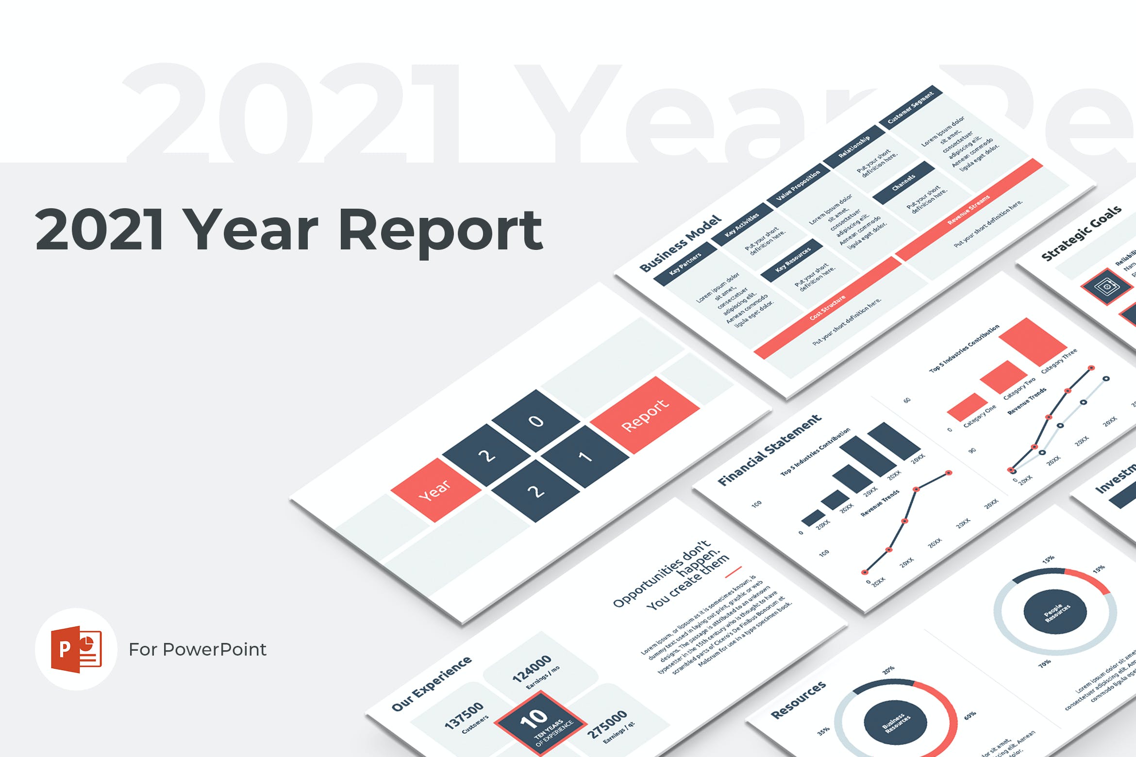 年度综合报告PPT幻灯片模板下载 2021 Year Report PowerPoint 幻灯图表 第1张
