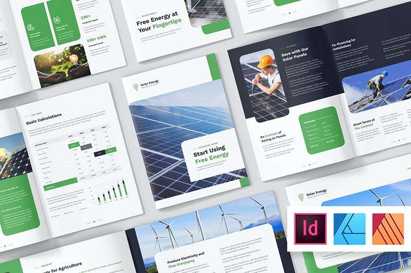 新能源企业画册InDesign设计模板 样机素材 第1张