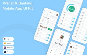 钱包和银行App应用程序UI设计模板套件 Wallet & Banking Mobile App UI Kit