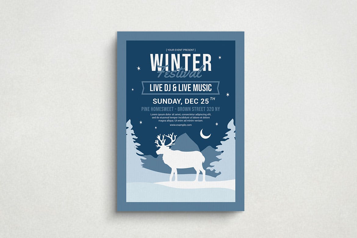 麋鹿冬天活动传单素材 Winter Festival 设计素材 第2张