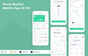 股票市场移动应用程序App UI设计套件 Stock Market Mobile App UI Kit