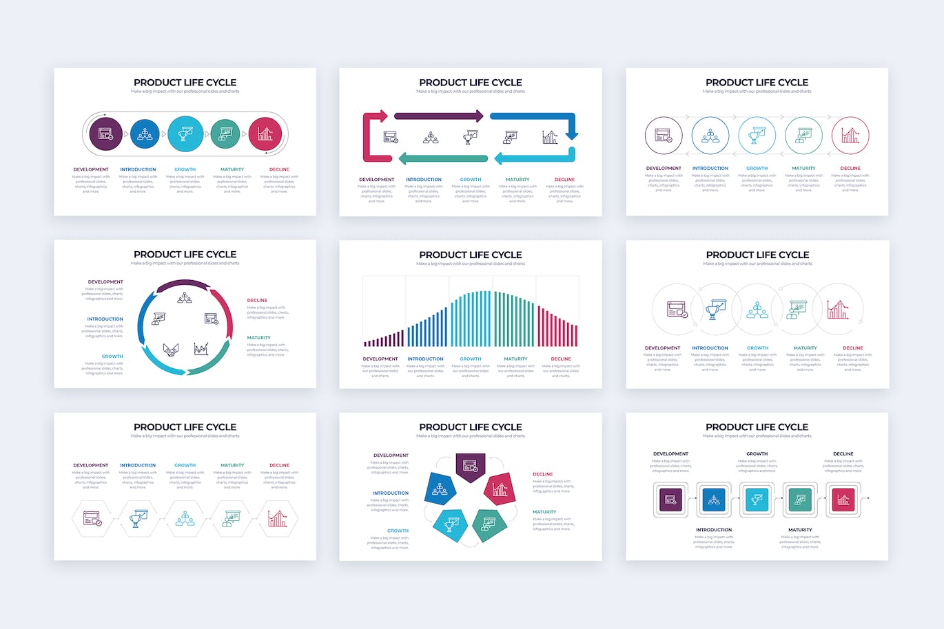 产品生命周期信息图表矢量模板 Product Life Cycle Illustrator Infographics 幻灯图表 第2张