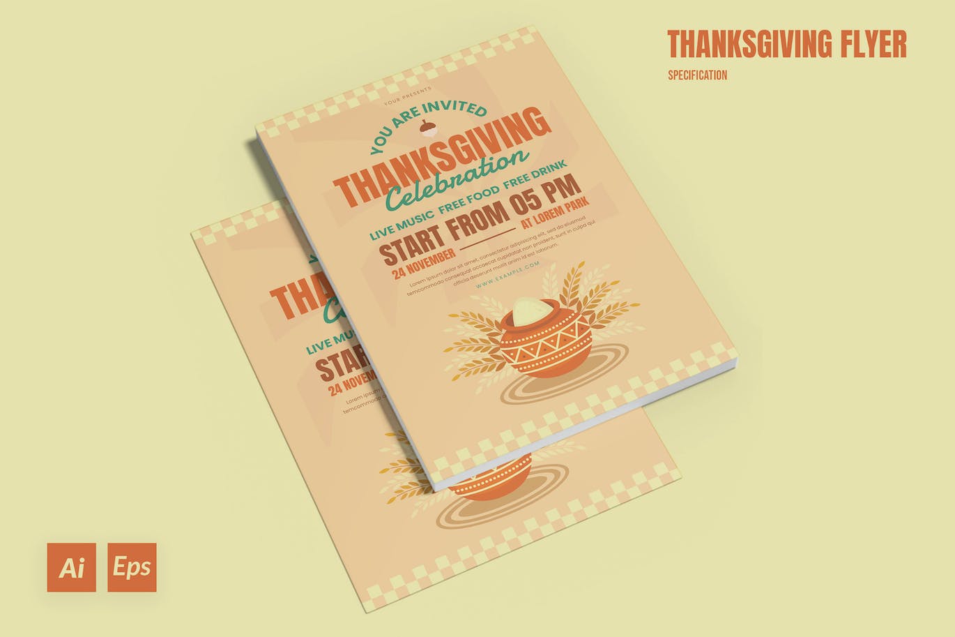 感恩节海报传单设计模板 Thanksgiving Flyer Template 设计素材 第3张