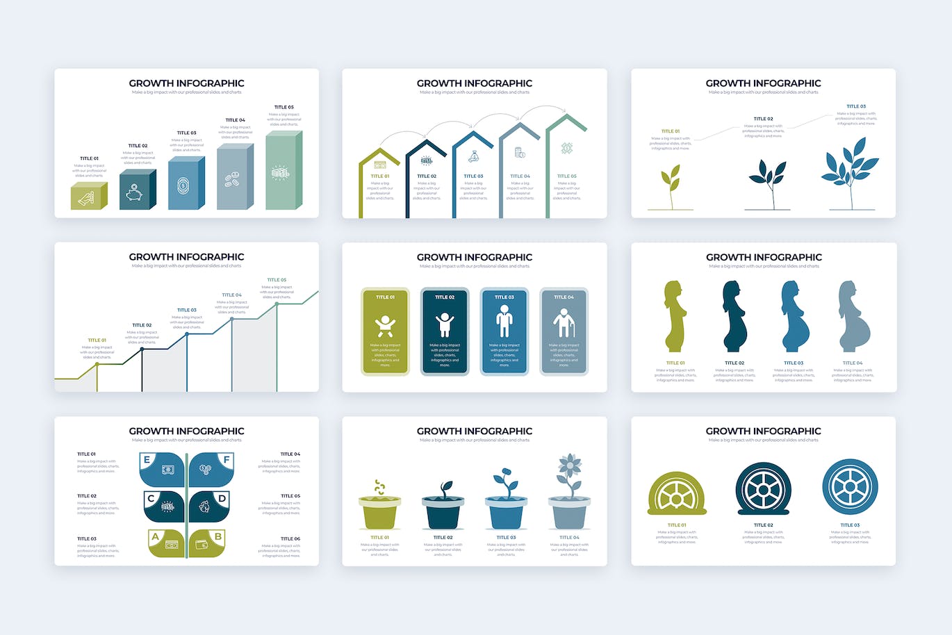 数据增长信息图表矢量模板 Business Growth Illustrator Infographics 幻灯图表 第3张