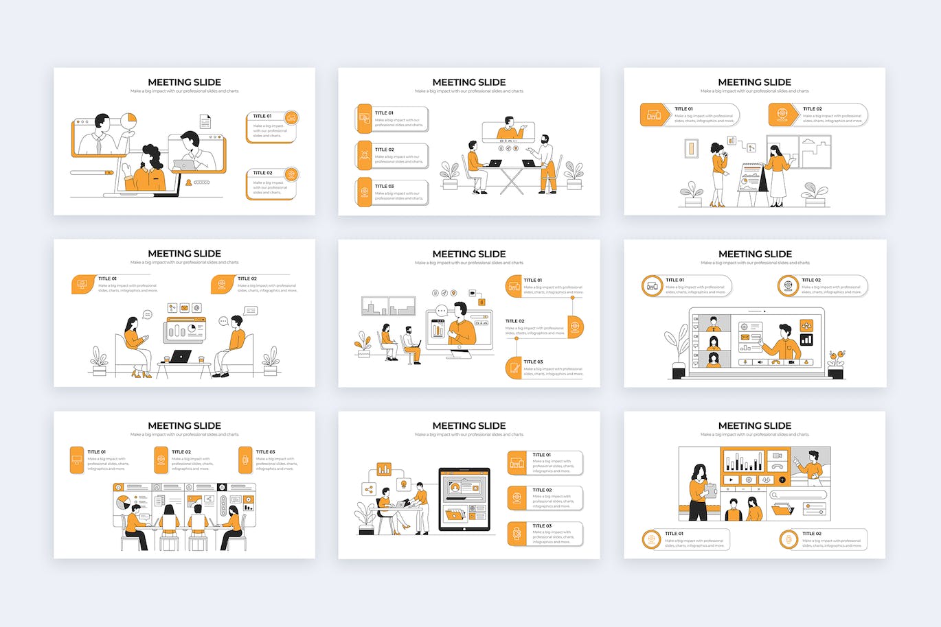 商业会议信息图表矢量模板 Business Meeting Slides Illustrator Infographics 幻灯图表 第3张
