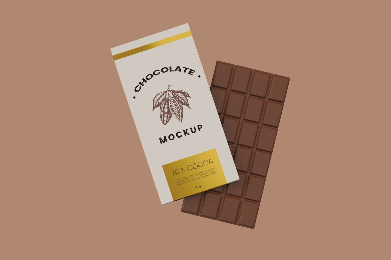 巧克力棒食品包装设计样机 Realistic Chocolate Bar Packaging Mockup 5 Views 样机素材 第4张