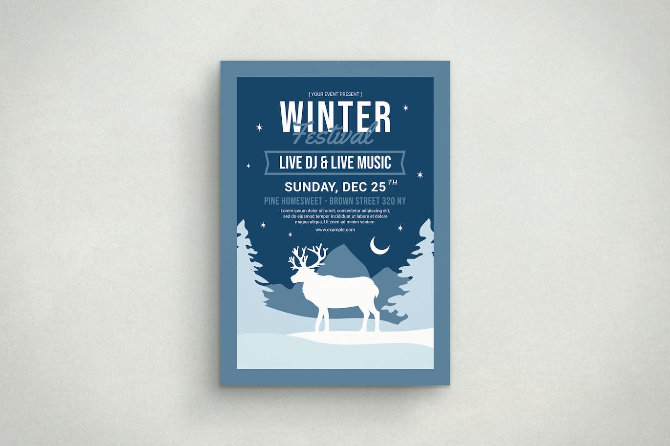 麋鹿冬天活动传单素材 Winter Festival 设计素材 第1张