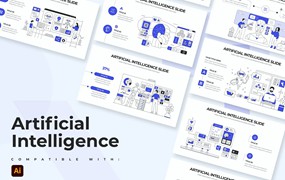 AI人工智能信息图表矢量模板 Artificial Intelligence Illustrator Infographics