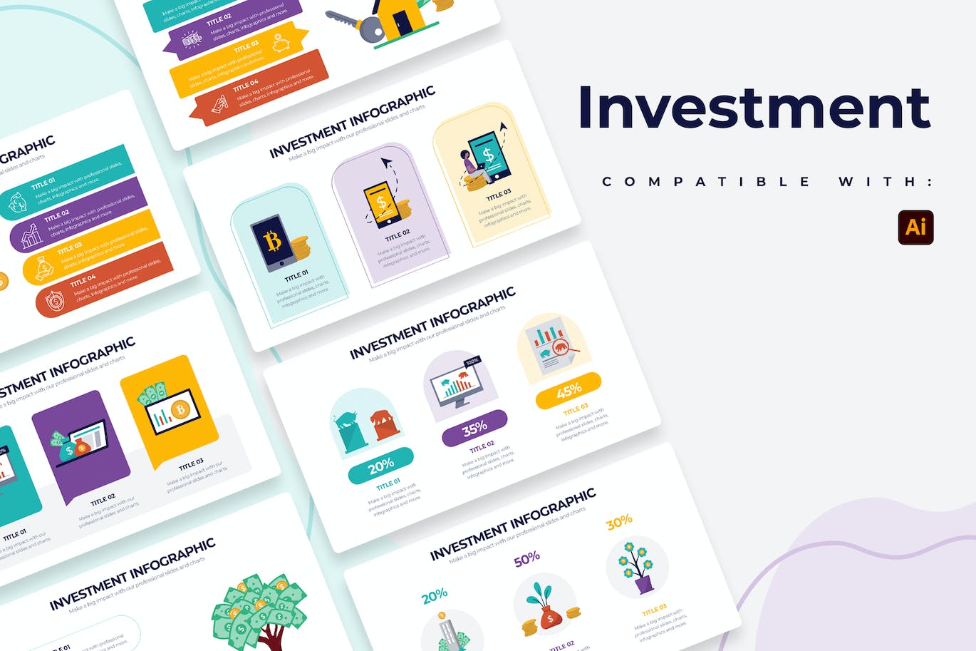 股票投资信息图表矢量模板 Business Investment Illustrator Infographics 幻灯图表 第1张