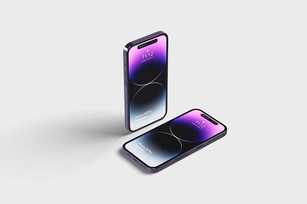 紫色iPhone 14 Pro苹果手机样机 Phone 14 Pro Mockup 样机素材 第5张