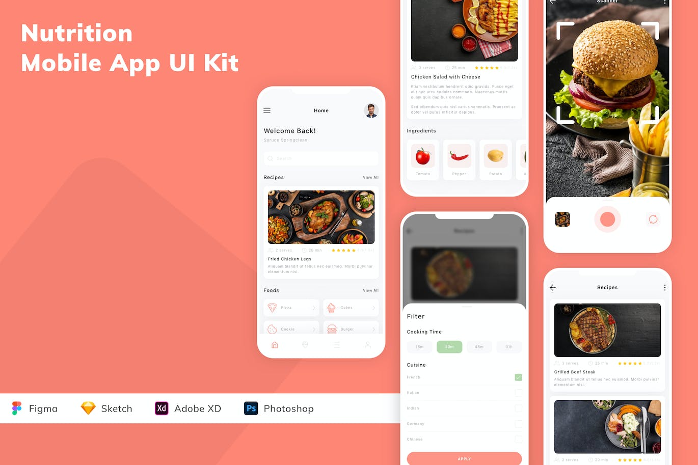 营养烹饪移动应用程序App UI设计套件 Nutrition Mobile App UI Kit APP UI 第1张