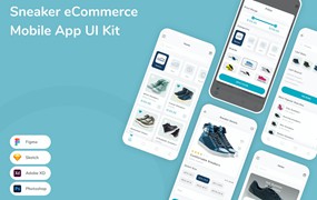 运动鞋电子商务App应用程序UI设计模板套件 Sneaker eCommerce Mobile App UI Kit