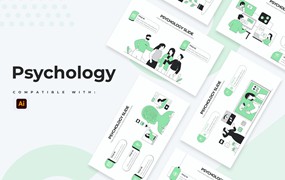 医学心理学信息图表矢量模板 Medical Psychology Slides Illustrator Infographics