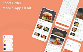 食品订单配送App应用程序UI设计模板套件 Food Order Mobile App UI Kit