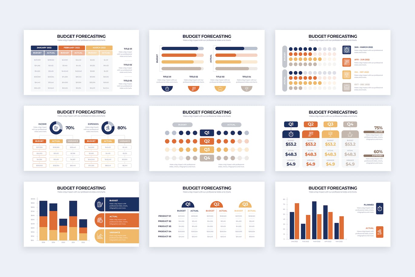 预算预测评估信息图表矢量模板 Budget Forecasting Illustrator Infographics 幻灯图表 第3张