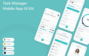 任务管理器App应用程序UI设计模板套件 Task Manager Mobile App UI Kit