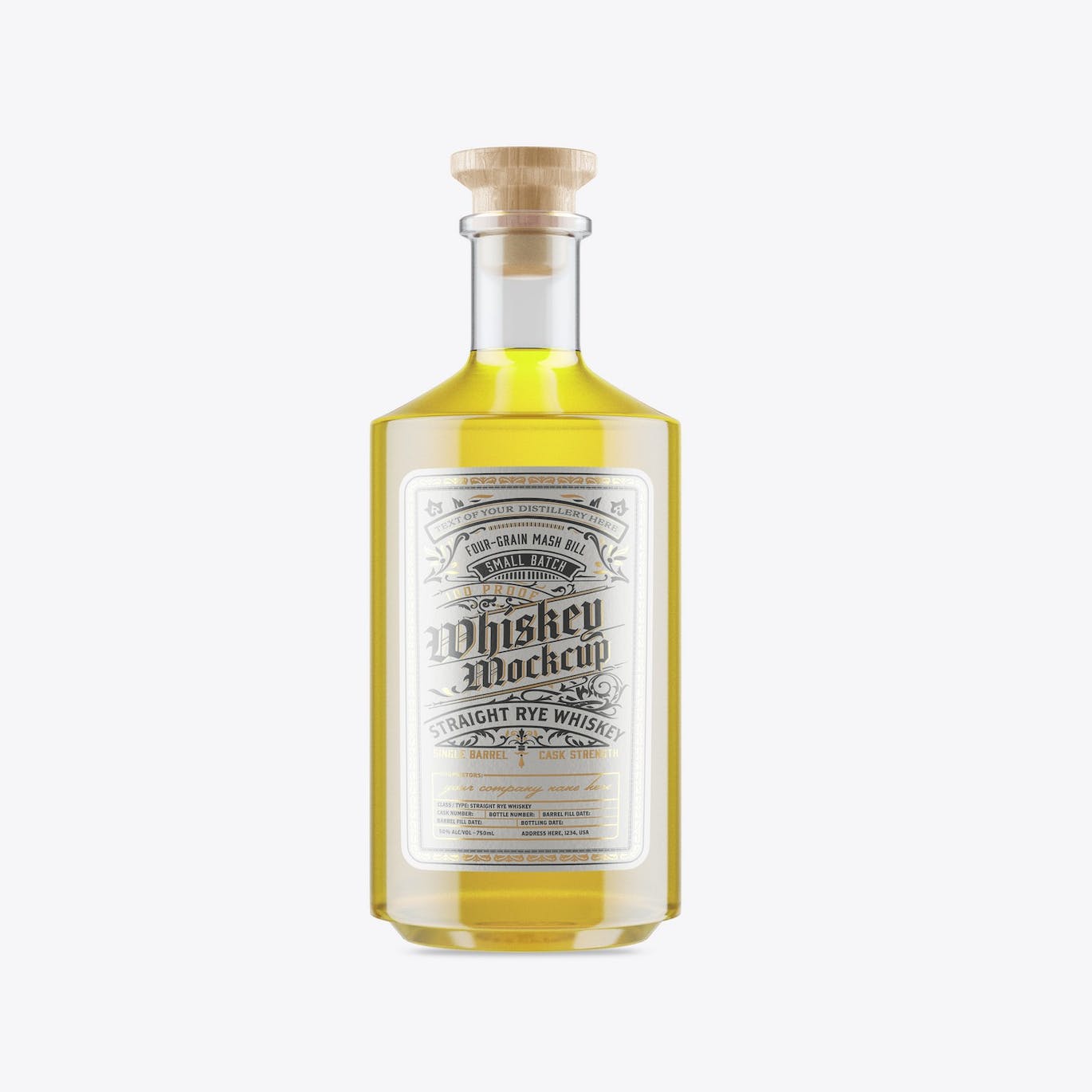 威士忌酒玻璃瓶包装设计样机 Pack Whiskey Liquor Glass Bottle Mockup 样机素材 第6张