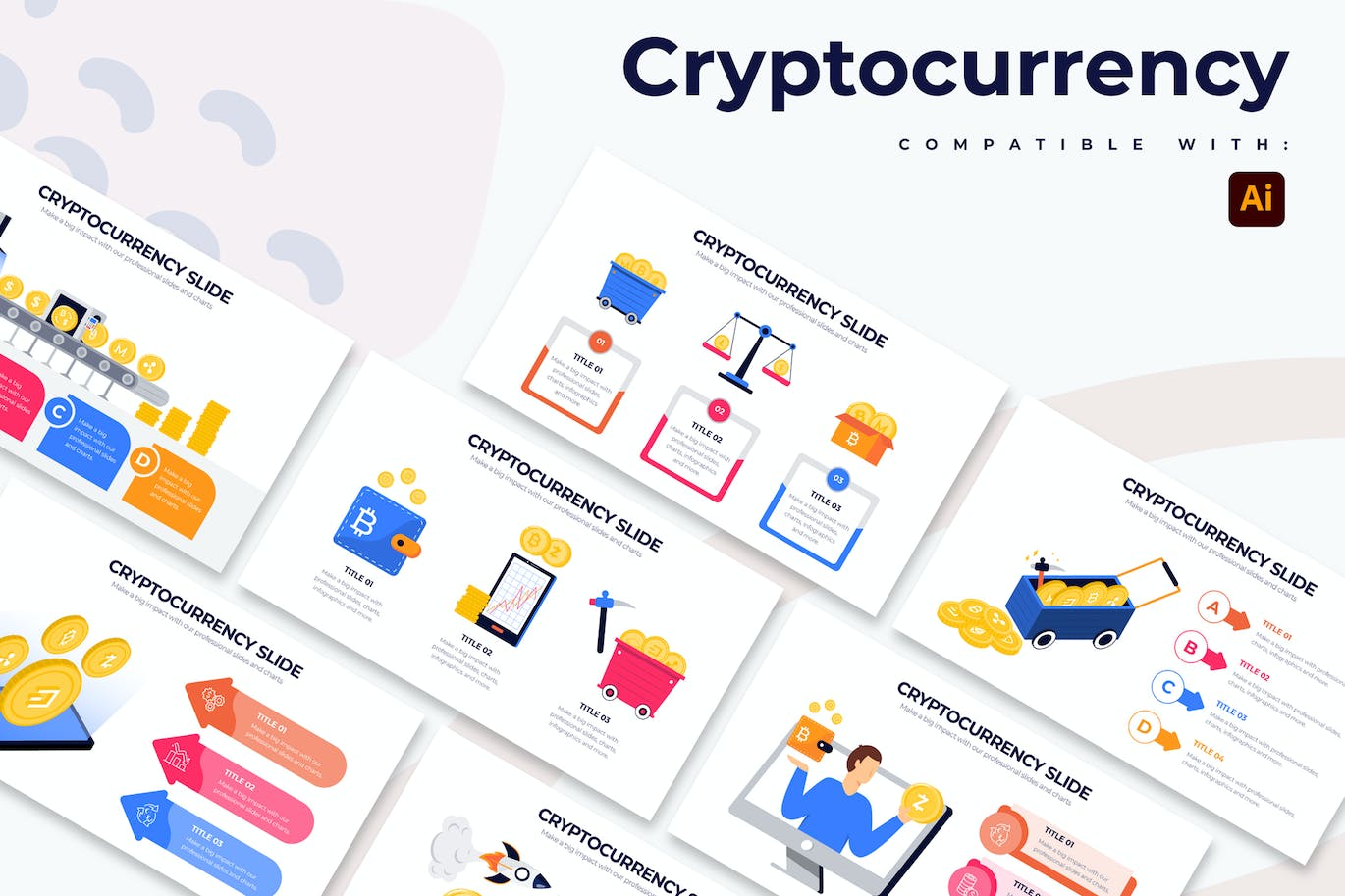 加密货币信息图表矢量模板 Business Cryptocurrency Illustrator Infographics 幻灯图表 第1张