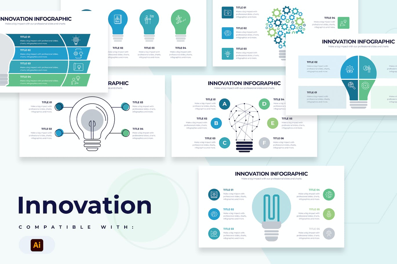 业务创新信息图表矢量模板 Business Innovation Slides Illustrator Infographic 幻灯图表 第1张